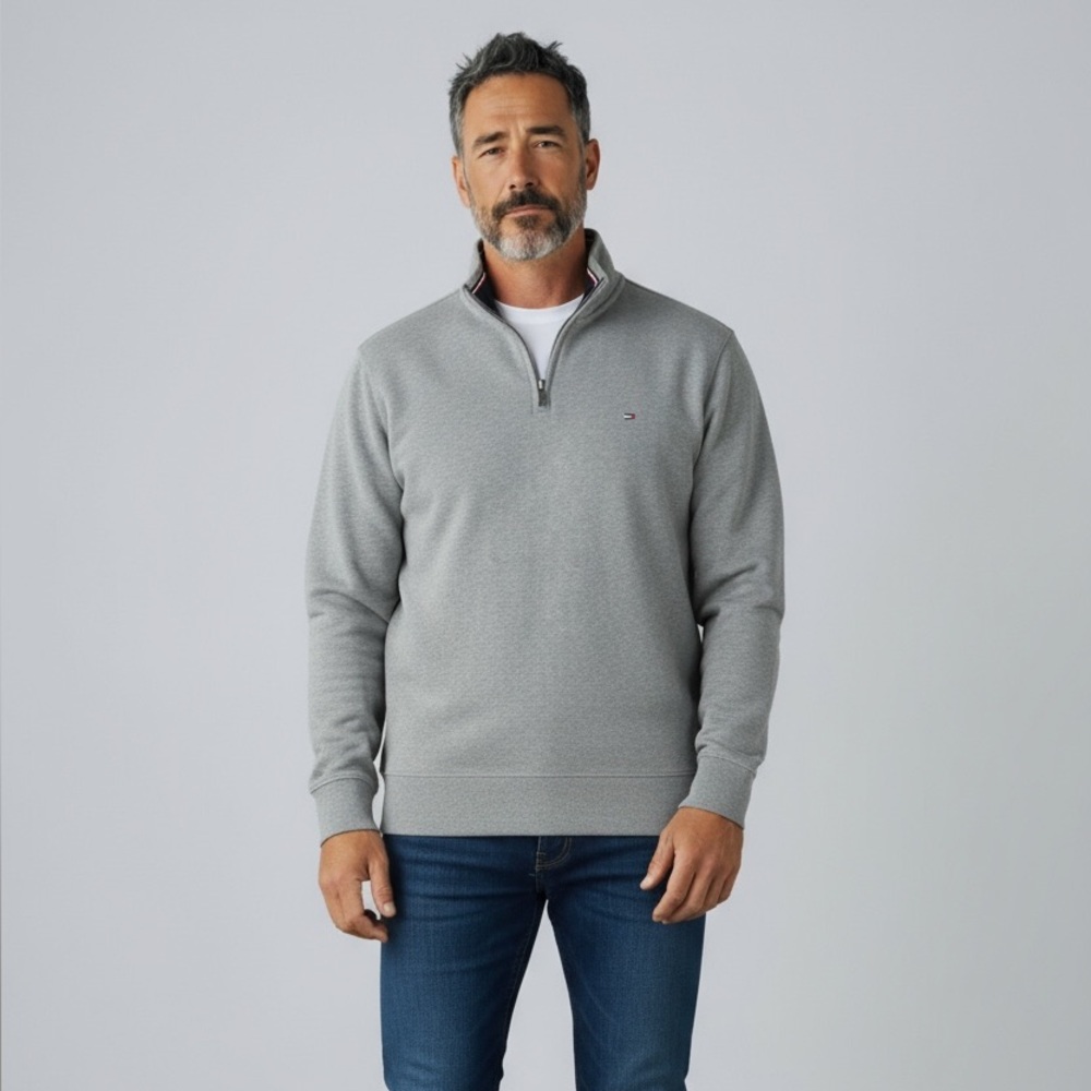 Tommy Hilfiger Men's Zip-Up Gray Sweater